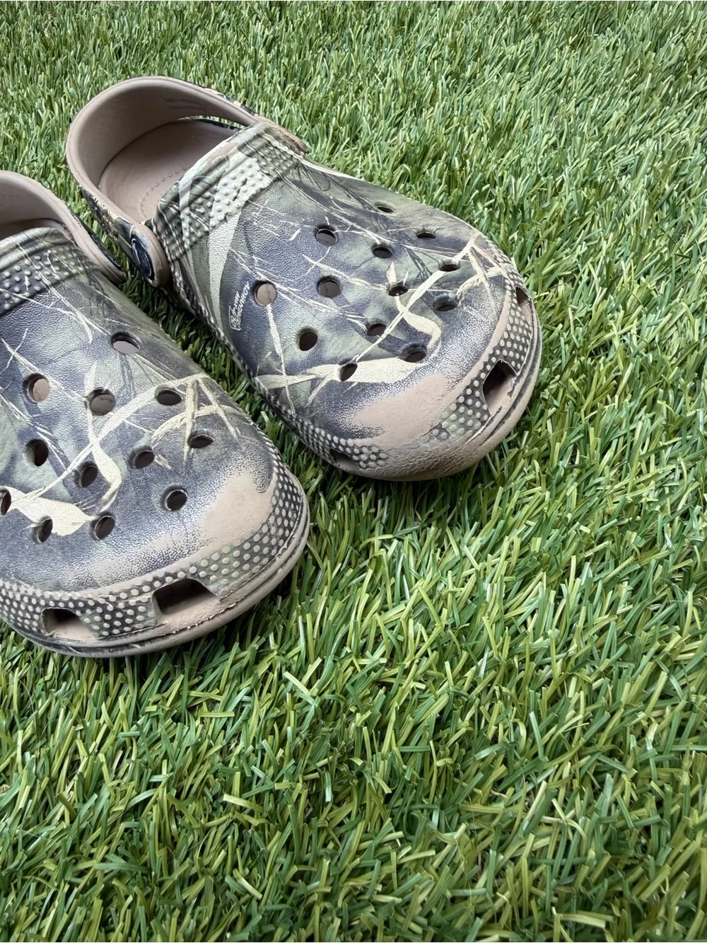 CROCS Kids' Camo Slip-On Clog in Green and Tan
